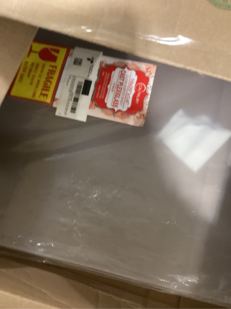 Condition photo showing New/Like New for CALPALMY (2 Pack) 1/4" Thick Clear Acrylic Sheets - 16 x 20 Pre-Cut Plexiglass Sheets for Craft Projects, Signs, Display Cases, Sneeze Guard, and More - Cut with Engraver, Power Saw or Hand Tools 16x20", 1/4" Thick Clear 2