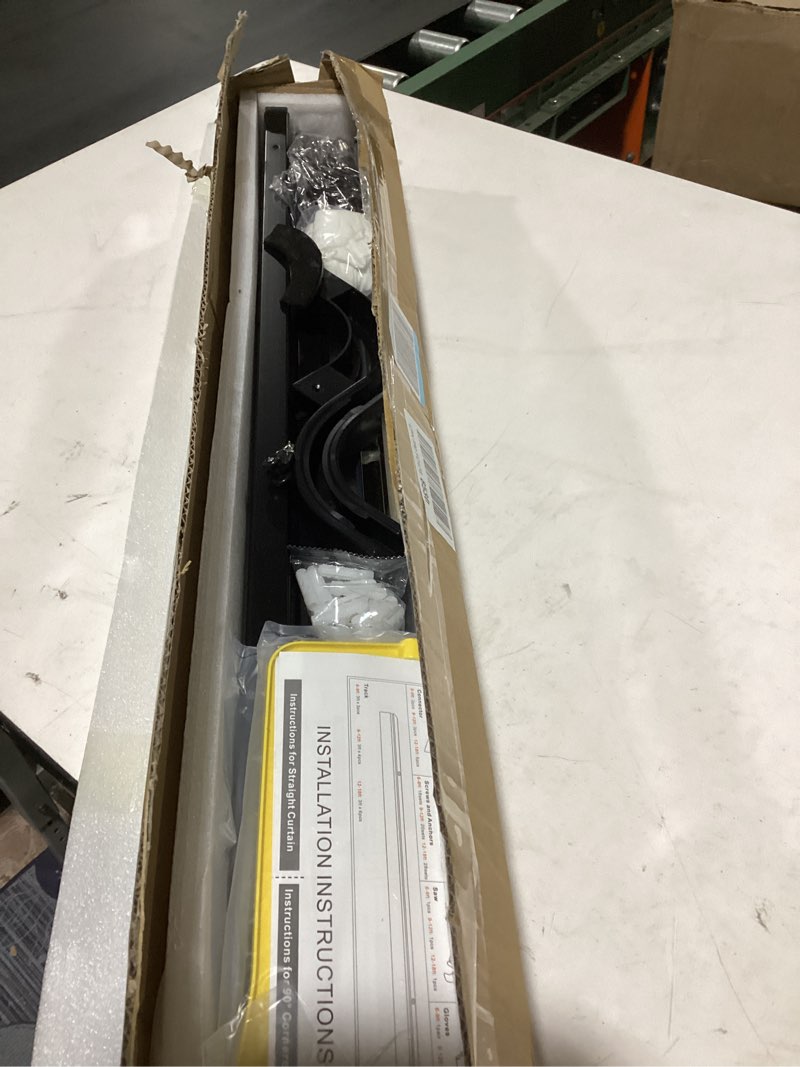 Condition photo showing New/Like New for room divider ceiling track set for curtains with hooks, corner connectors(set of 2) and top brackets curtain rail system (12-18 ft track set) black black 12-18 ft