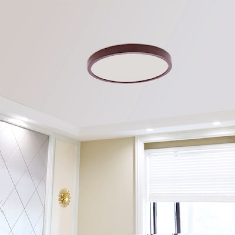 project source 15-in bronze indoor 1 -light led flush mount light with plastic shade