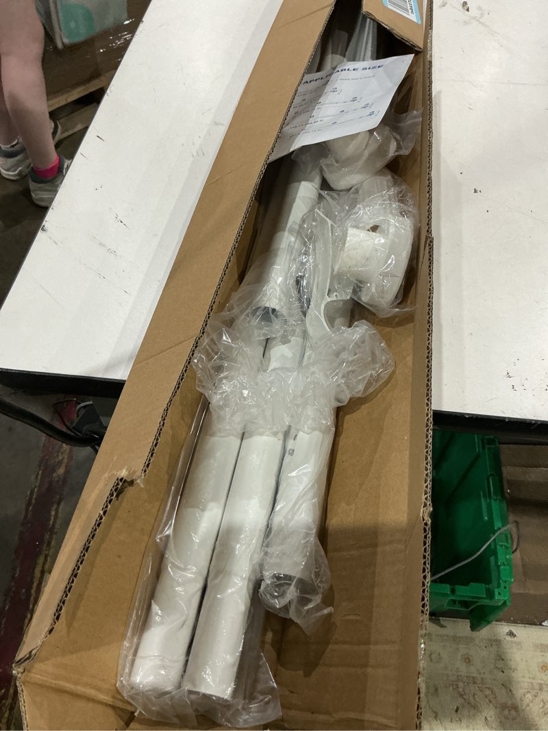 Condition photo showing Good Condition for white tension curtain rod 41-166in(4-14ft), extra long outdoor curtain rod no drilling for window or bathroom patio, adjustable heavy duty shower rod,rod diameter 1.26in-one-bond stretching 41-166 inch white