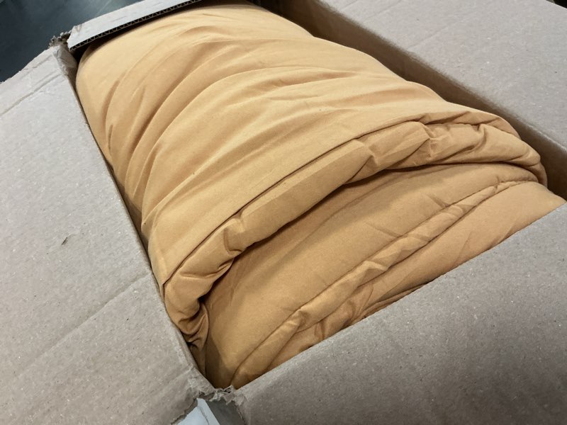 Condition photo showing As Is for monbix queen comforter set - 7 pieces desert yellow bed in a bag queen bedding sets with comforters, all seasons comforter bed set with sheets, pillowcases & shams desert yellow queen(90"x90")