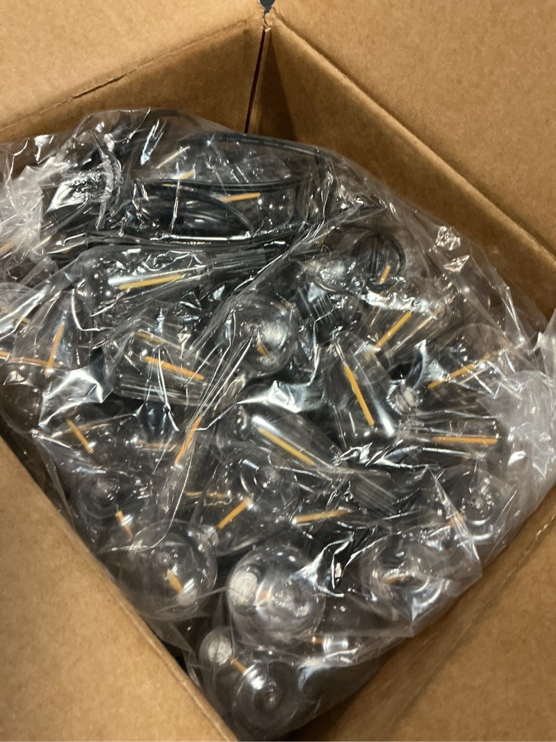 Condition photo showing Good Condition for Brightever 120FT Outdoor String Lights Waterproof, 2700K Bright LED Patio Lights with 62 ST38 Shatterproof Vintage Bulbs, Retro Connectable Edison String Lights for Outside, Garden, Balcony, Porch Black Wire 120FT-Warm White