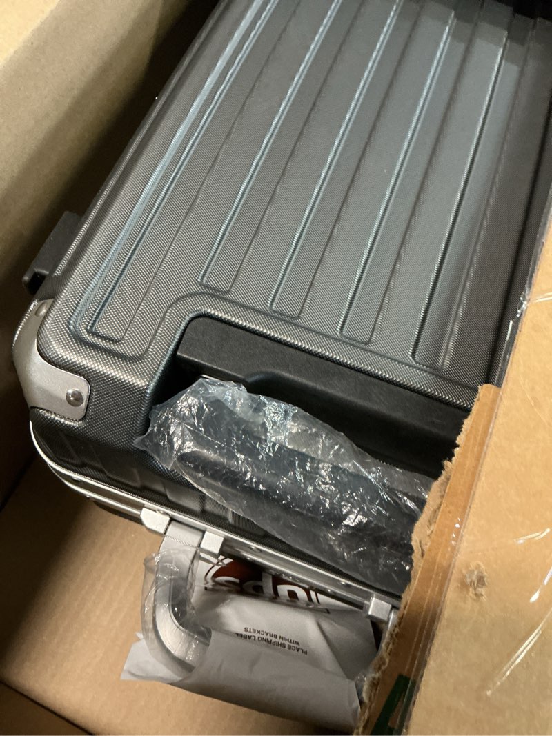 Condition photo showing Good Condition for carry on luggage with spinner wheels, 8010s aluminum frame zipperless polycarbonate hard shell suitcase (zx-core, charcoal metallic, 20 inch) charcoal metallic carry-on 20-inch