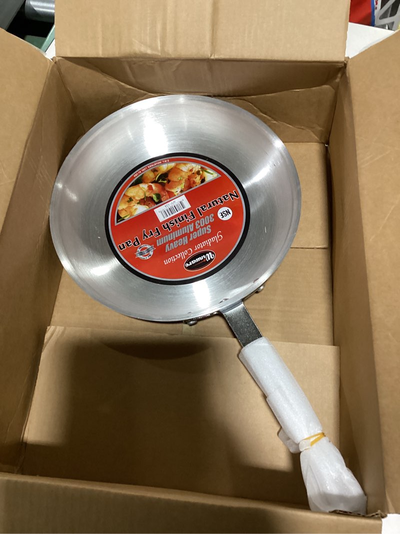 Condition photo showing New/Like New for winco commercial-grade aluminium fry pan/skillet, natural finish, 12"
