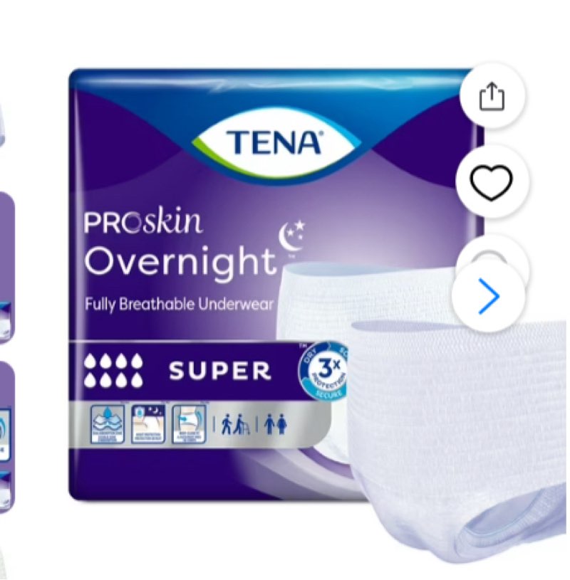 TENA ProSkin Adult Incontinence Briefs, Overnight Absorbency, Stretch Fit, Disposable, Unisex, Large