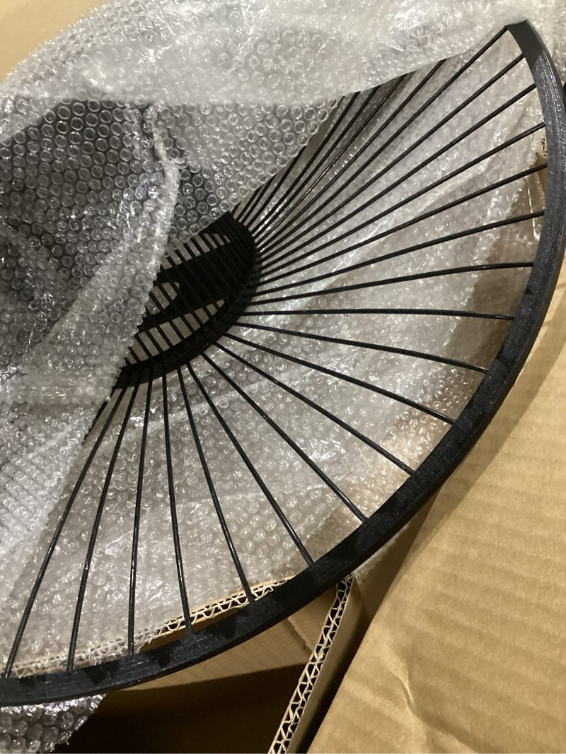 Condition photo showing As Is for handmade bamboo pendant light, 3-tier boho woven chandelier, modern ceiling lamp for dining room, kitchen, farmhouse bedroom, e26 base black large