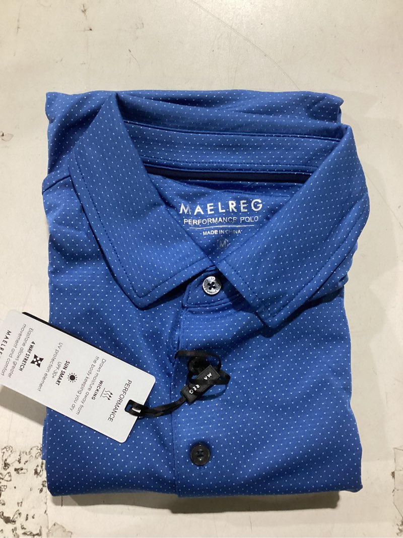Condition photo showing Good Condition for M MAELREG Mens Golf Shirts Moisture Wicking Dry Fit Business Casual Stretch Jacquard Short Sleeve Golf Polo Shirts for Men