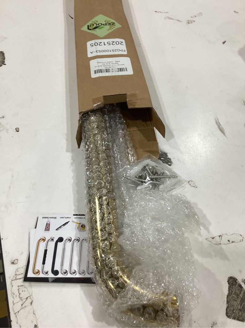 Condition photo showing Good Condition for gold shower grab bar w/anti-slip knurled grip 32 inch, zepolu wall mounted stainless steel bath grab bar,safety balanced handrail, handicap injury elderly senior assist support textured handle 32 inch gold