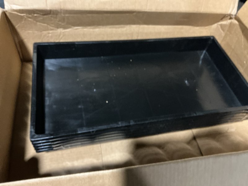 Condition photo showing Good Condition for 1020 Nursery Pot Trays 5 Pack, Plastic Flat Seed Starter Tray, Reusable Seedling Starting Tray for Holding and Carrying Plant Pots (Black) Black TP1020-5P