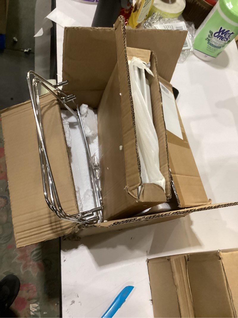 Condition photo showing Good Condition for EI 3-Tier Rectangle Plate Set with Metal Stand,23.43 * 12.4 * 13.89inch White for Party,serving tray,12.5inch Crack-Proof Platters for Serving Food,White Reusable Trays,Stand for brunch,Dessert 1 Light Pack