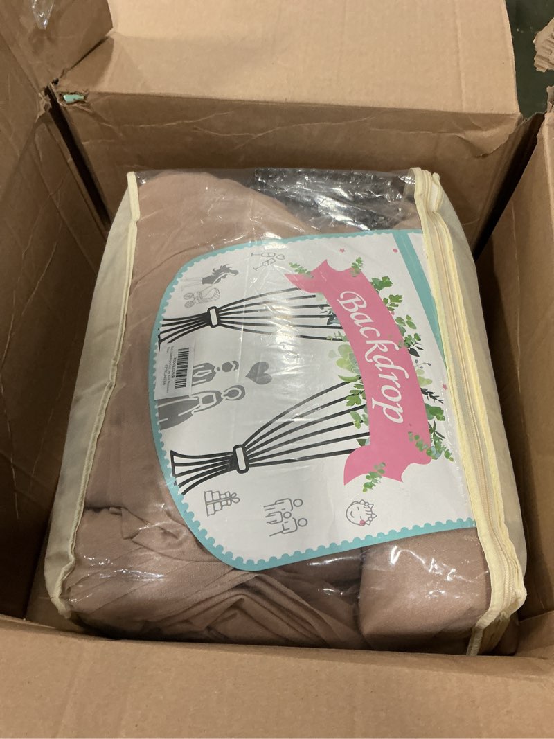 Condition photo showing New/Like New for 6 Panels Deep Champagne Ceiling Curtains with Lights for Weddings - 5ftx30ft Wrinkle-Free Tulle Fabric Wedding Arch Draping Ceiling Drapes Decorations for Wedding Party Ceremony Stage Tent Event 60"W x 360"L (Pack of 6) Deep Champagne