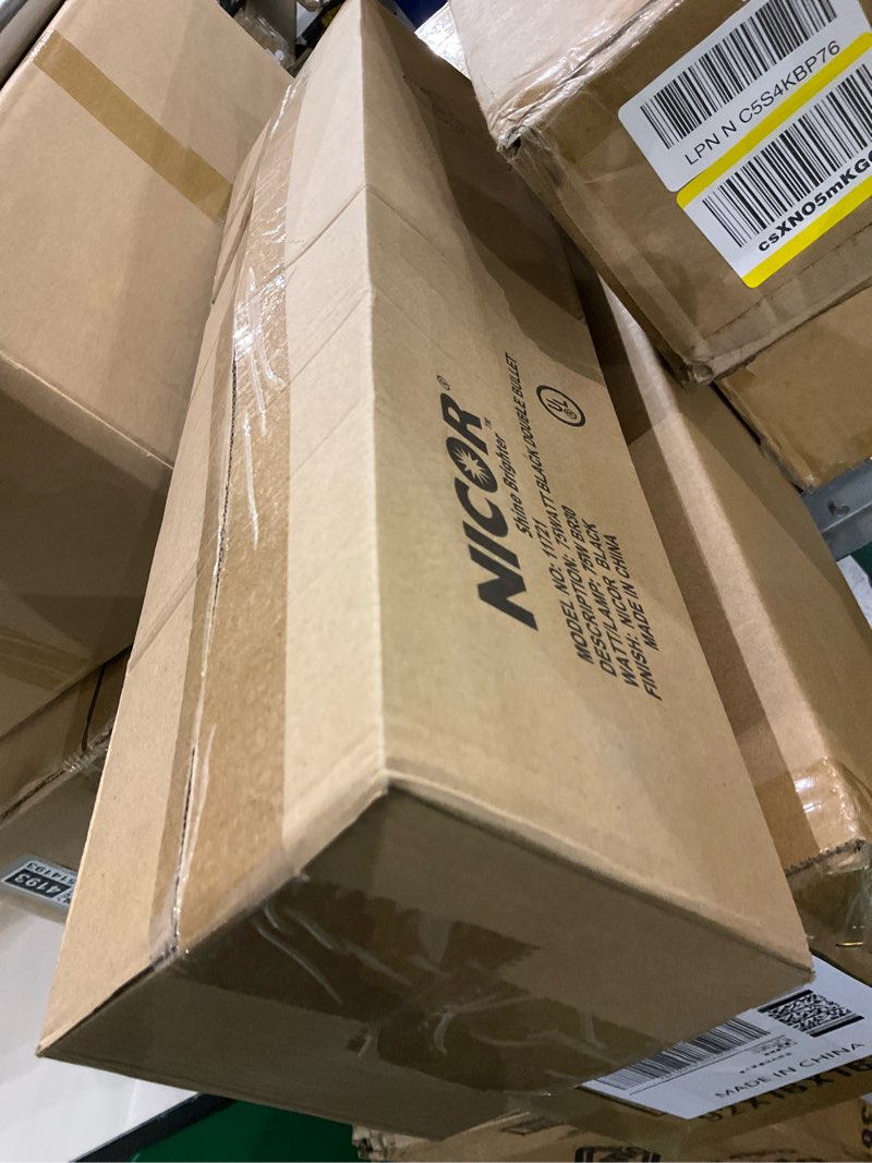 Condition photo showing As Is for NICOR Lighting 150W Black Double Cylinder Adjustable Security Flood Light (11721)