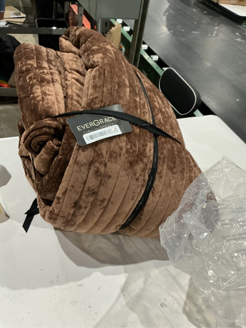 Condition photo showing Good Condition for evergrace velvet quilt set queen size, luxurious soft striped channel bedding set, lightweight velvet comforter for all season, oversized bedspread coverlet with 2 matching shams, rust brown full/queen (90" x 92") rust brown