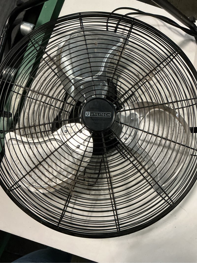 Condition photo showing As Is for 5k+ bought last week utilitech 20-in high velocity indoor floor fan, in black