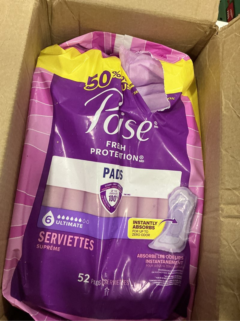 Condition photo showing As Is for Poise Incontinence Pads & Postpartum Incontinence Pads, 6 Drop Ultimate Absorbency, Regular Length, 52 Count, Packaging May Vary Regular 52