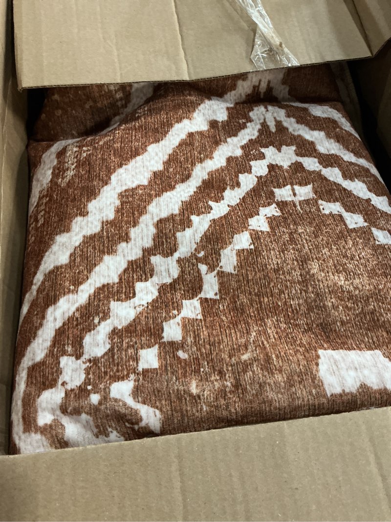Condition photo showing As Is for Area Rug 8x10 Rug Machine Washable Non-Slip Low Pile Print Pattern Western Rug for Living Room Bedroom Entryway Tribal Series -Yellowbrown/Cream Yellowbrown/Cream 8' x 10' (Rectangular)