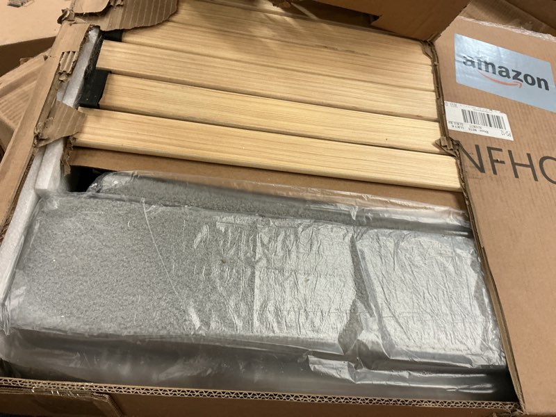 Condition photo showing New/Like New for GarveeHome Twin Bed Frame, Boucle Upholstered Platform Bed with Wave Headboard for Girls/Boys/Kids, 