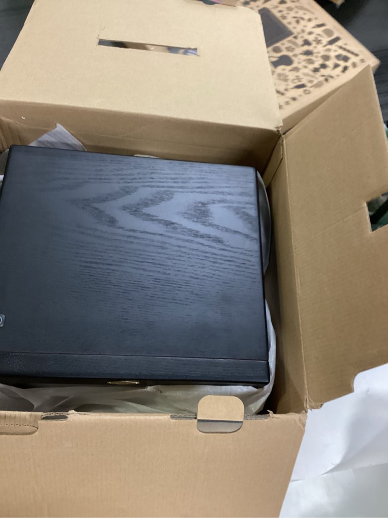 Condition photo showing New/Like New for Cigar Humidor, Desktop Cigar Humidor Cabinet Light Control System with Spanish Cedar Wood Shelves, Hygrometer, 3 Humidifiers and Cigar Accessories Drawer, Father's Day Gift for Men (Black)