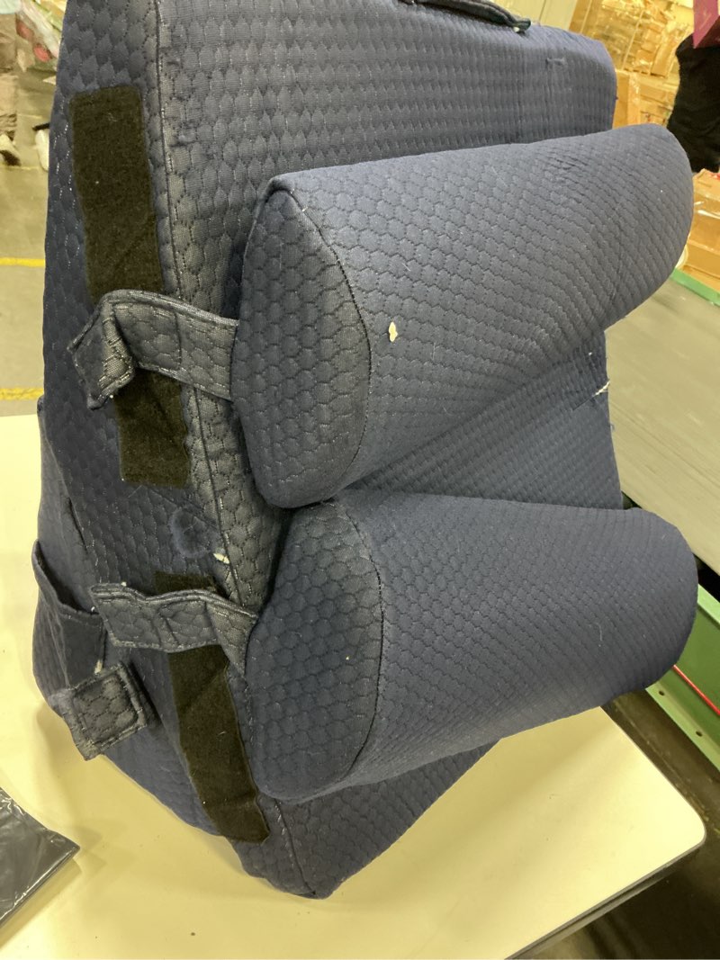 Condition photo showing As Is for Bedluxe Adjustable 4pcs Bed Wedge Pillow Set, Memory Foam Wedges Pillow Post Surgery for Back, Neck, Leg Pain Relief, Pillows Wedge for Sleeping, Sitting up in Bed, Acid Reflux and GERD, Navy Blue Navy Adjustable 9&12 Inch + 2 Head Pillow