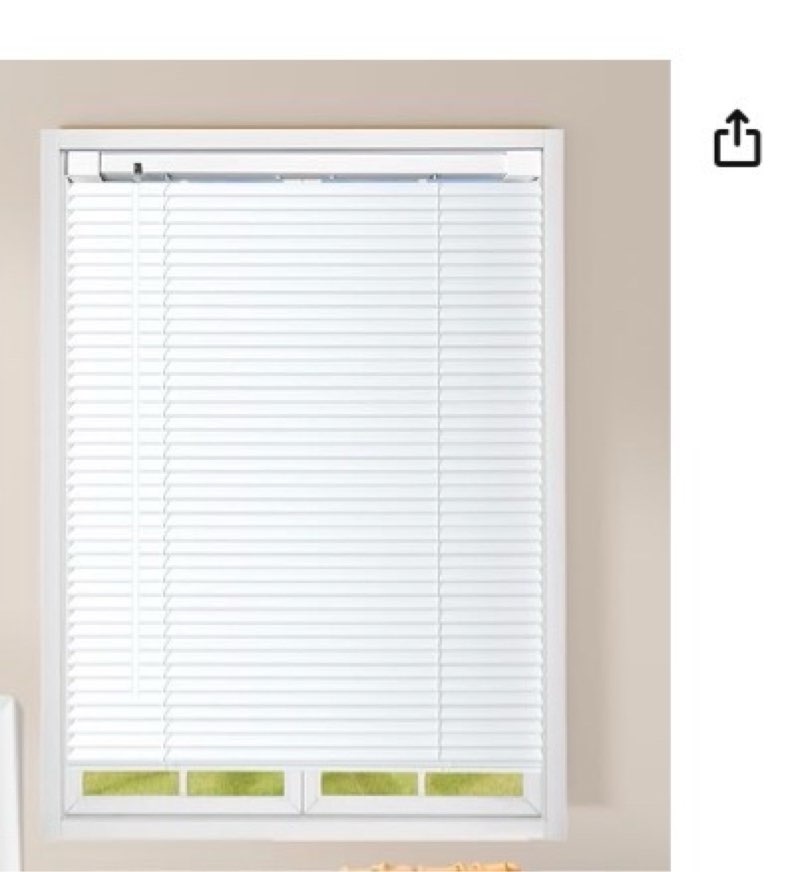 auriloft no tools no drill cordless mini blinds 36" wx 64" h, 1" l-shaped blades, horizontal vinyl b