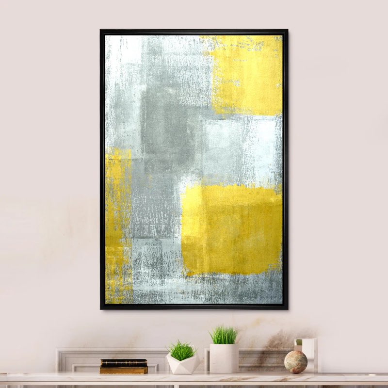 Gray Meets Yellow Abstract Art V "