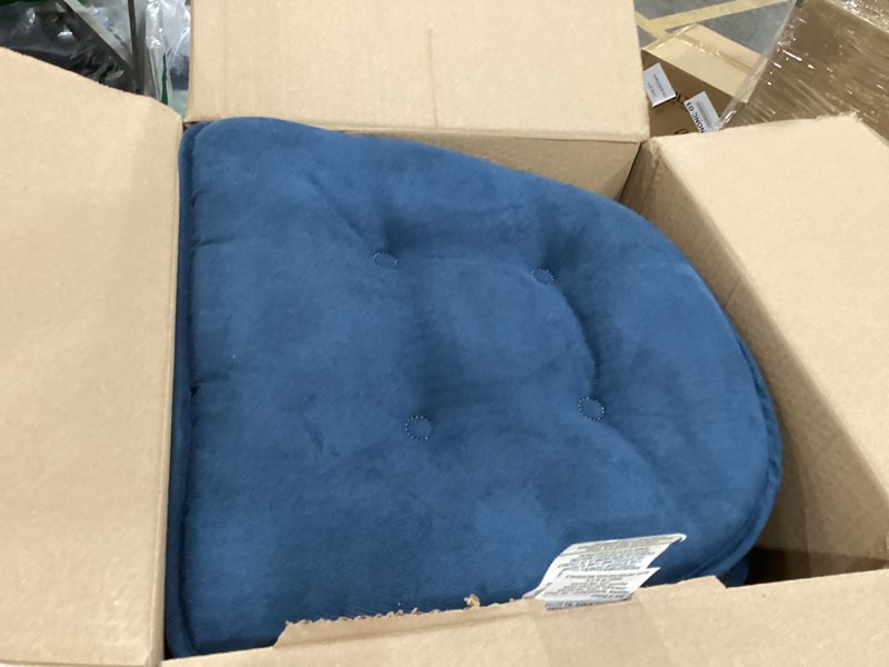 Condition photo showing Good Condition for Klear Vu Omega Non-Slip Chair Cushions, Assembled in USA, U-Shaped Skid-Proof Seat Pads for Dining Room, Kitchen, Office, 15"x16" 6 Pack Linear Indigo Blue 6 Count Linear Indigo Blue 6 Pack