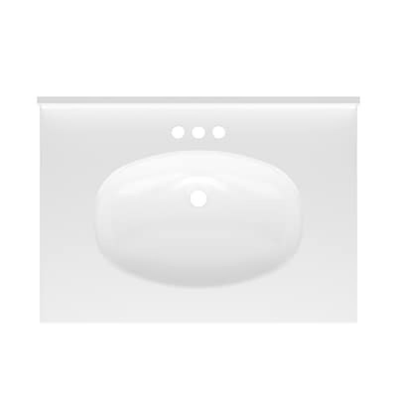 project source 31-in x 22-in white cultured marble single sink 4-in centerset faucet mount bathroom
