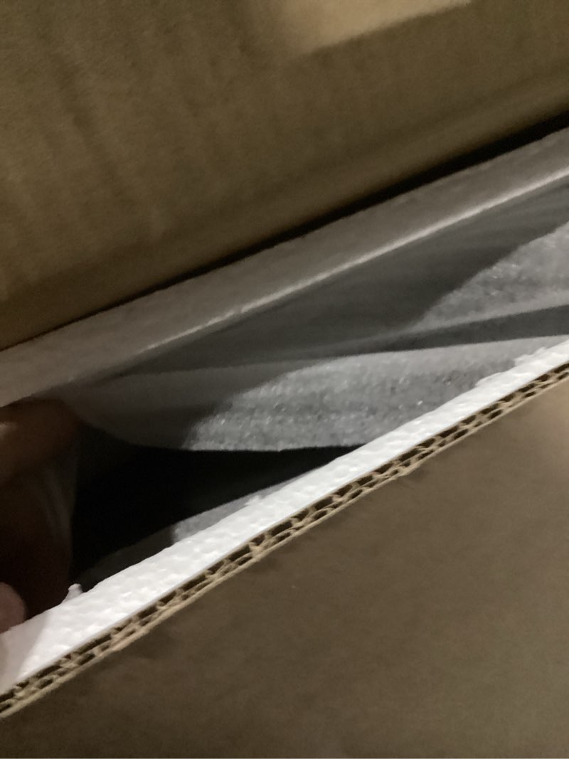 Condition photo showing New/Like New for Fluted Console Table - Small Entry Desk for Narrow Spaces - Modern, Mid-Century Home Decor - Living Room Furniture - Solid Wood Entryway Table - Fluted Cross Bass and Rectangular Top (Black) Classic Black