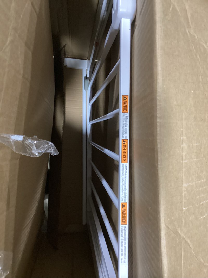 Condition photo showing As Is for Safety 1st Easy Install Walk Thru Baby Gate for Doorway With Door, Dog Gates, Fits 29"-38", Easy Install 28" Tall, White 1-Pack 29" to 38" Wide x 28" Tall White