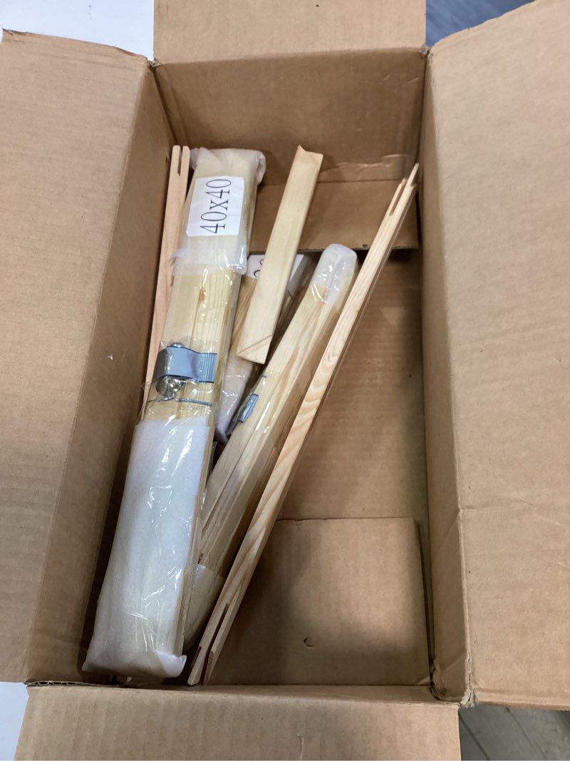 Condition photo showing As Is for Yuanan 6 Sets Stretcher Bars for Needlework, 3 Sizes 24 PCS Wooden Canvas Stretcher Bars with Thumb Tacks Durable Needlepoint Frame Canvas Stretchers Bar Set for Birthday Gifts, Crafts Supplies