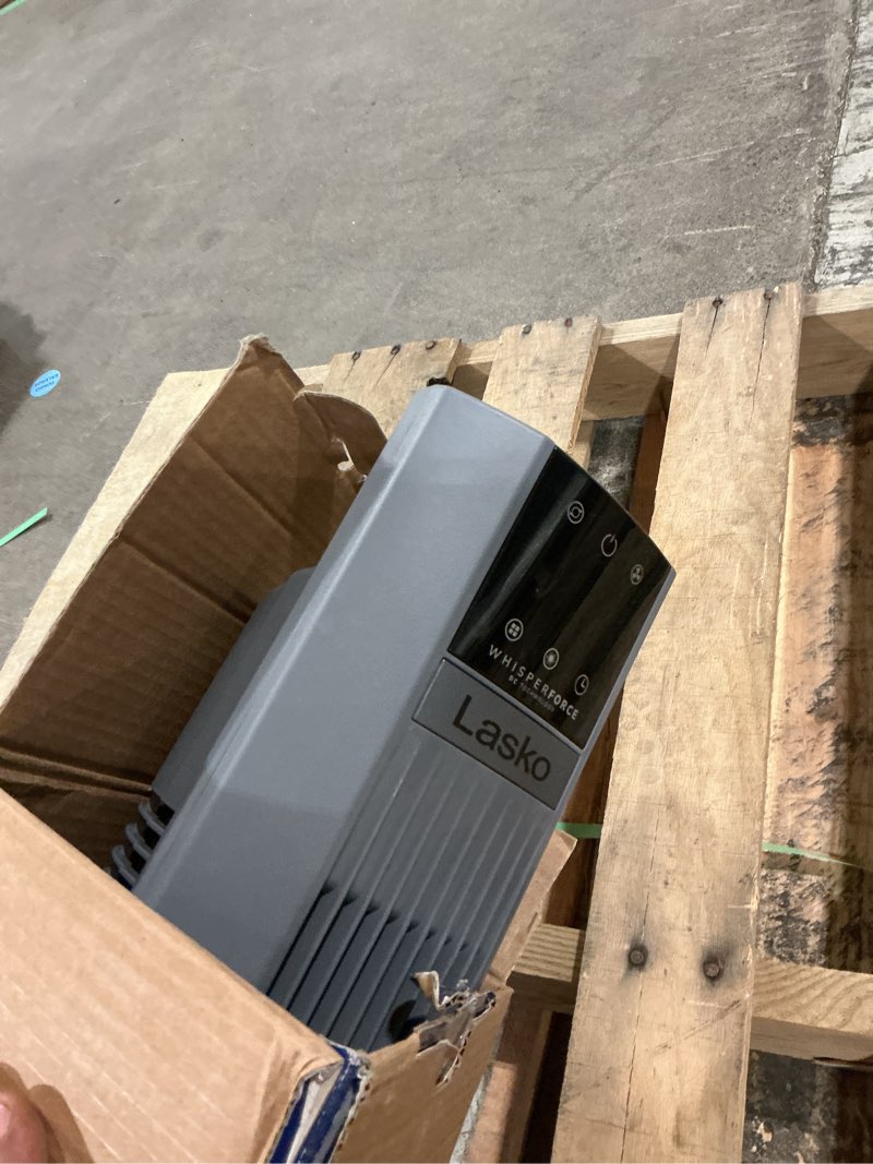 Condition photo showing Good Condition for lasko 48 in. 12-speed oscillating tower fan in gray, quiet operation, dc motor, remote control and 12-hour timer, 12 in. dia