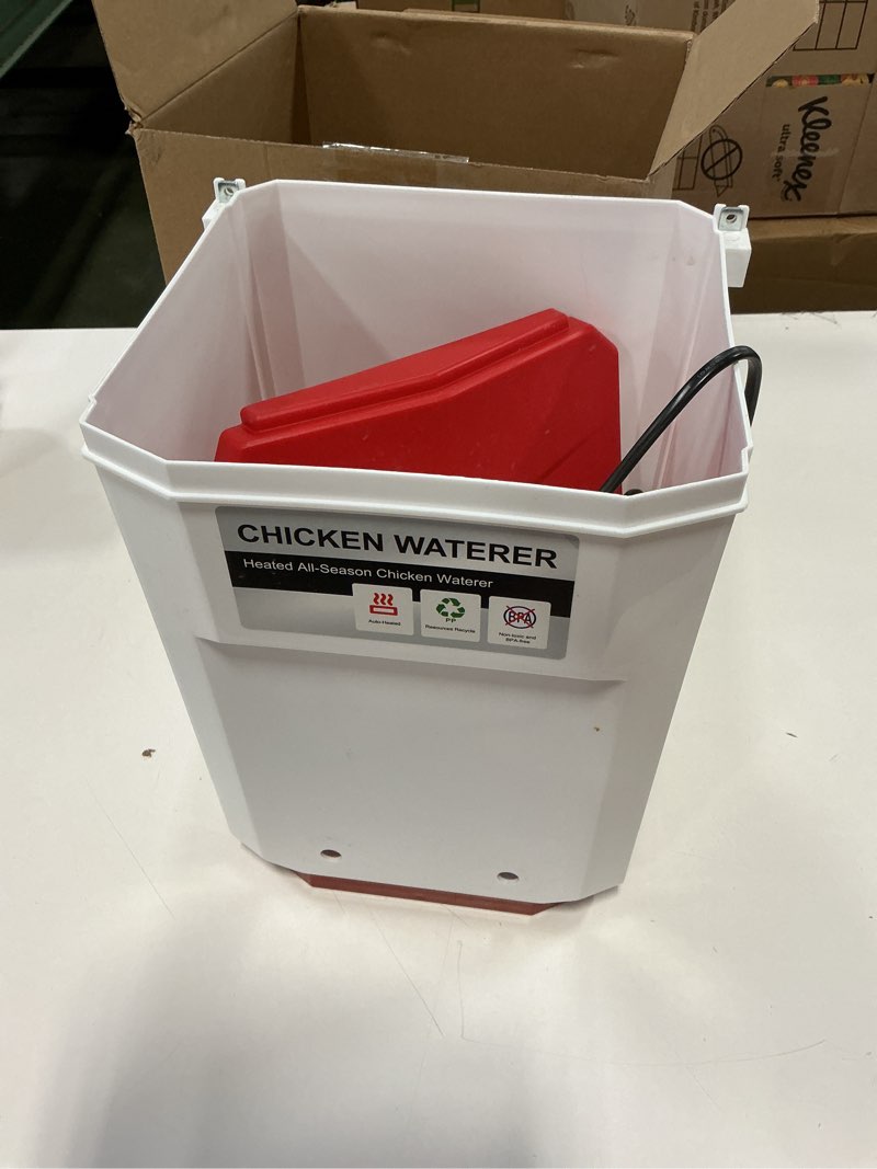 Condition photo showing New/Like New for Nexum 3-Gallon Heated Chicken Waterer – All-Season Poultry Drinker with 4 Nipples and Stand, Keeps Clean & Unfrozen, Easy-Fill, Low Maintenance for Chickens, Ducks & Quail (Red, 12L)
