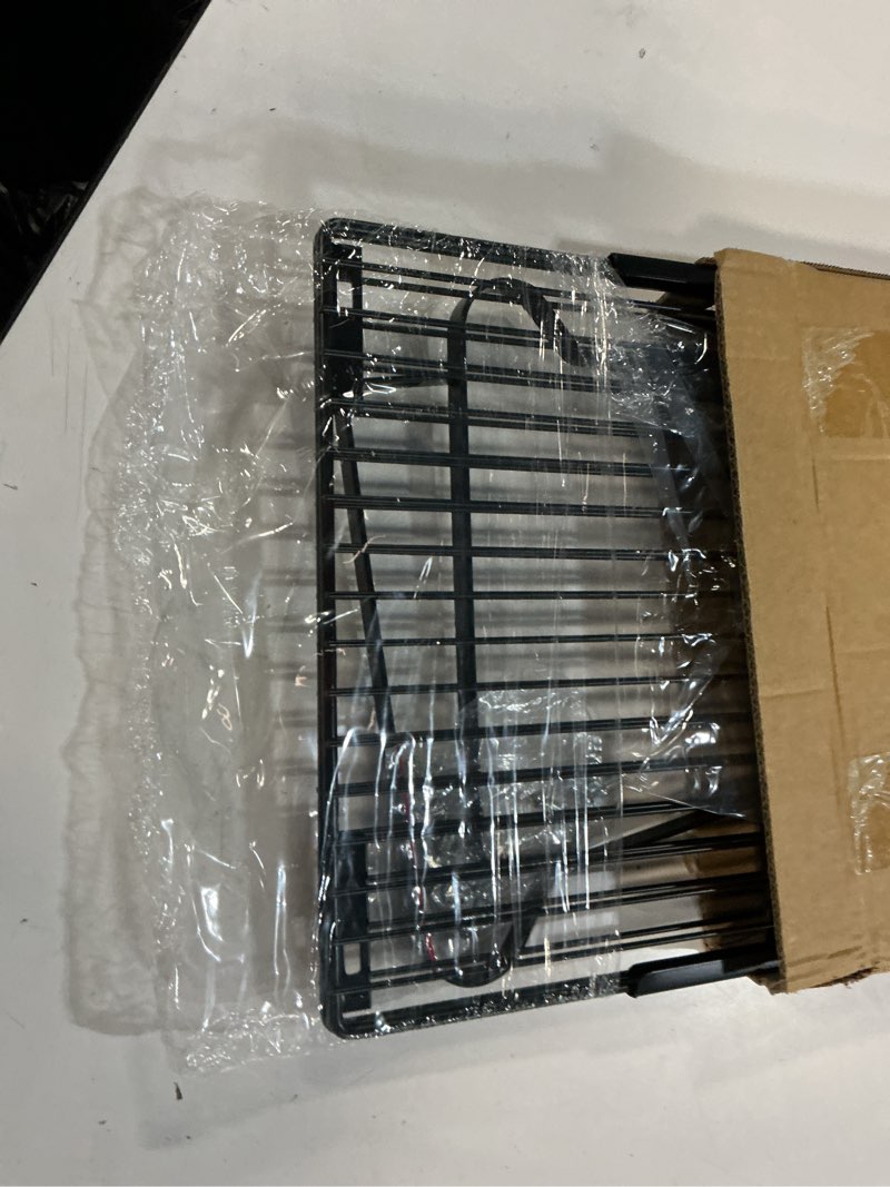 Condition photo showing Good Condition for extendable metal wire shelf organizer - adjustable 15-24.4in length, stackable storage rack for kitchen/pantry/bathroom/shoe cabinet/tool closet (1,black) black 1 pack