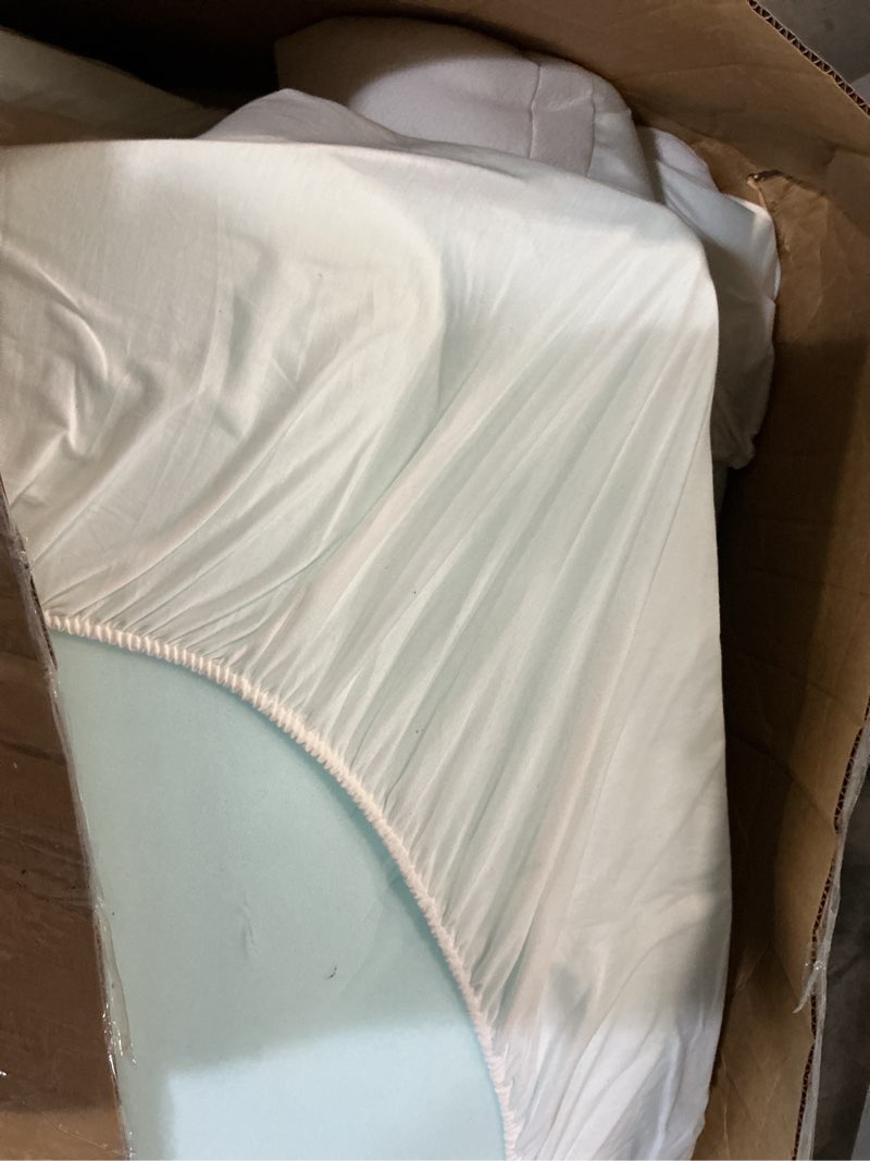 Condition photo showing As Is for hombys 6 inches thickness mattress topper queen size, dual layer design soft pillow top mattress topper, puffy mattress pad topper for back pain reilef