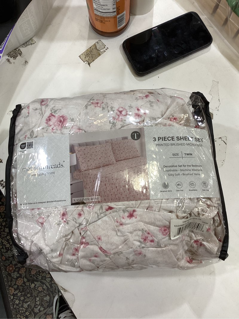 Condition photo showing As Is for Modern Threads Printed 3-Piece Extra Soft Bedding Sheets & Pillowcase Set, Deep Pocket up to 16 inch Mattress Kashmir Rose Twin Twin 22 Floral Rose