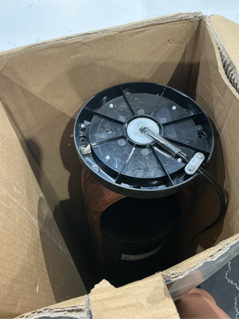 Condition photo showing As Is for better homes & gardens 40'' 5-speed oscillating tower fan with remote control, 3 wind modes, 12h timer, walnut & black