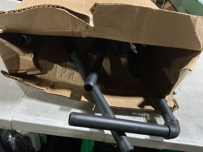 Condition photo showing As Is for oropy industrial pipe clothes rack 21.2” set of 2, heavy duty wall mounted black iron garment bar, multi-purpose clothing hanging rod for laundry room and closet storage