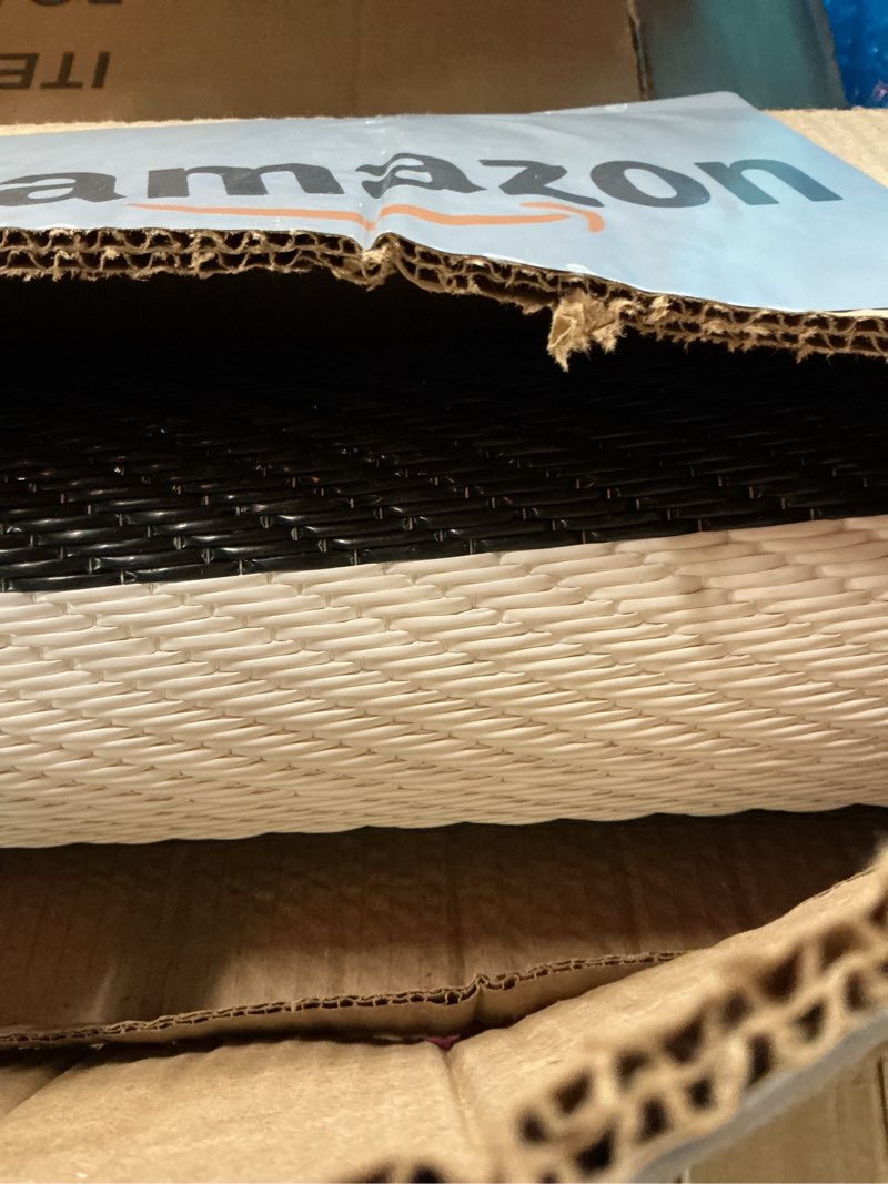 Condition photo showing Good Condition for DII Outdoor Rug Collection Reversible Woven Polypropylene Plastic Straw Mat, 5x8-Feet, Black & White