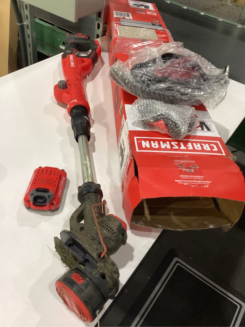 Condition photo showing As Is for USED CRAFTSMAN V20 WEEDWACKER String Trimmer & Edger, Cordless (CMCST900D1) String Trimmer Kit Only