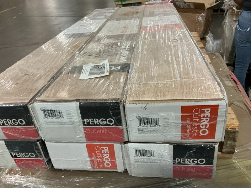 Condition photo showing Good Condition for pergo outlast+ frappe hunt oak 12 mm t x 6.1 in. w waterproof laminate wood flooring (16.12 sq. ft./case)