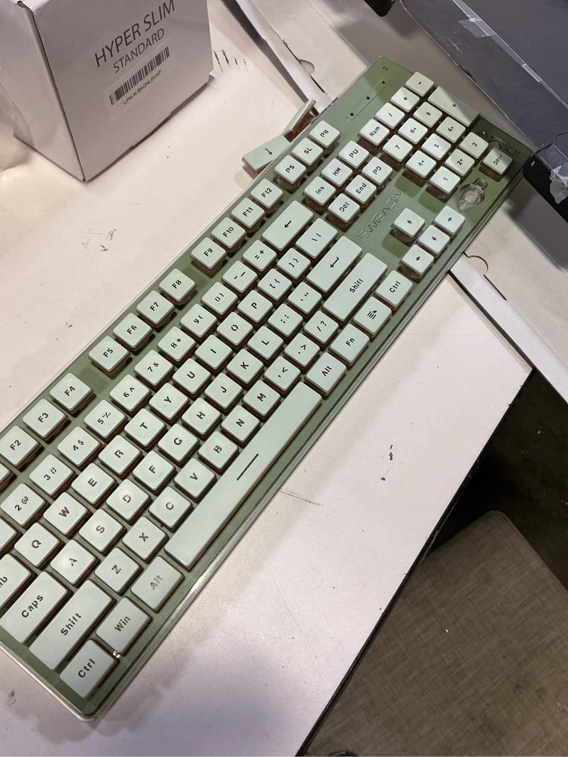 Condition photo showing As Is for v3 wireless keyboard and mouse with single backlit, metal panel, bluetooth/2.4g rechargeable silent keyboard and mouse combo light up full size cute keyboards-green