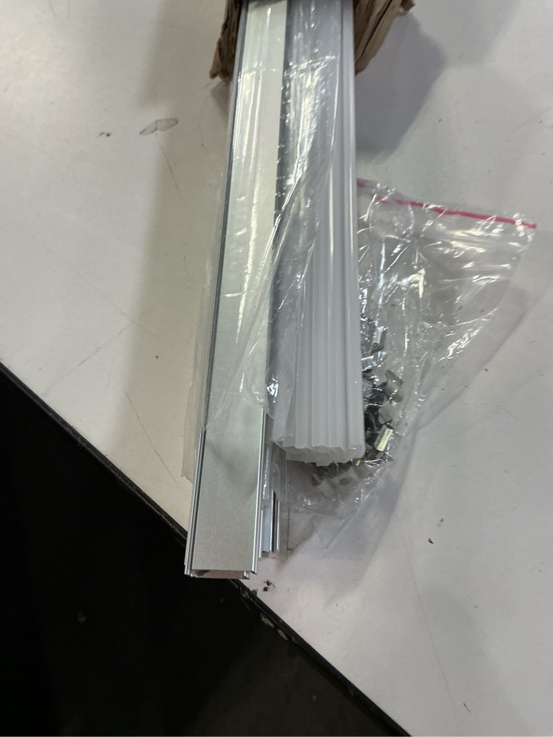 Condition photo showing As Is for hunhun 10-Pack 3.3ft/1Meter U Shape LED Aluminum Channel System with Milky Cover, End Caps and Mounting Clips, Aluminum Profile for LED Strip Light Installations, Very Easy Installation