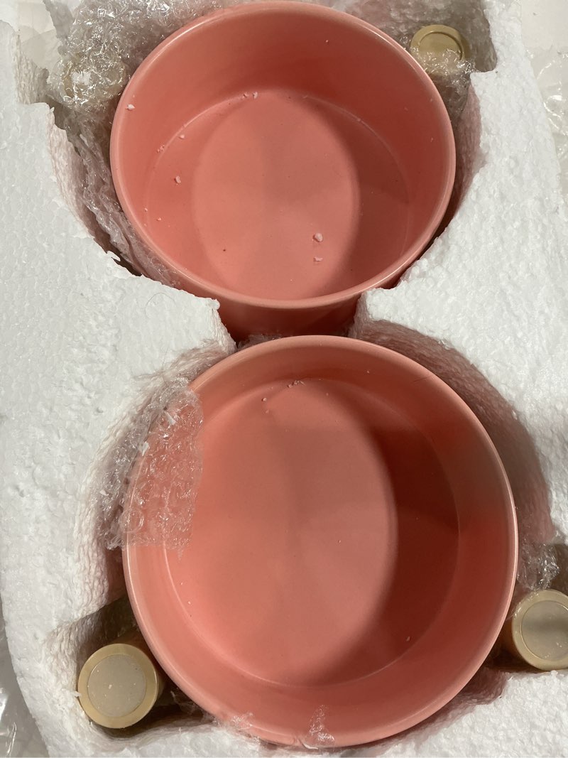 Condition photo showing Good Condition for Elevated Ceramic Dog Bowl Set of 2 - Double Dishes with Non-Slip Stand - Raised Food and Water Bowls - Ideal for Small to Medium Dogs - Each Holds 2 Cups (28.75 fl oz) - Black Medium Black