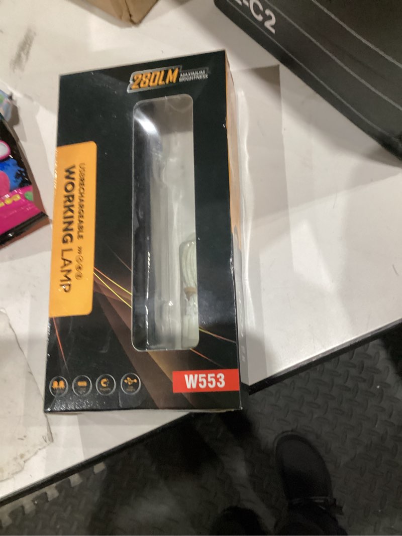 Condition photo showing As Is for Rechargeable Work Light, 360° Rotate Design, Magnetic LED Work Light Foldable Flashlight,5 Lighting Modes,Mechanic Light, Portable Outdoor Lamp for Car Repair,Camping, Emergency