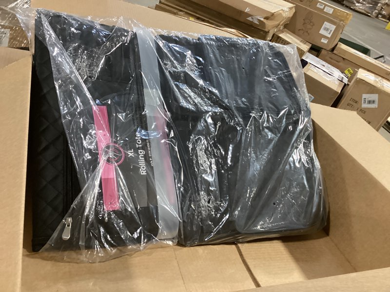 Condition photo showing Good Condition for everything mary xl flat-top rolling sewing machine case – black quilted craft bag with wheels – portable storage organizer for sewing, scrapbooking & craft supplies