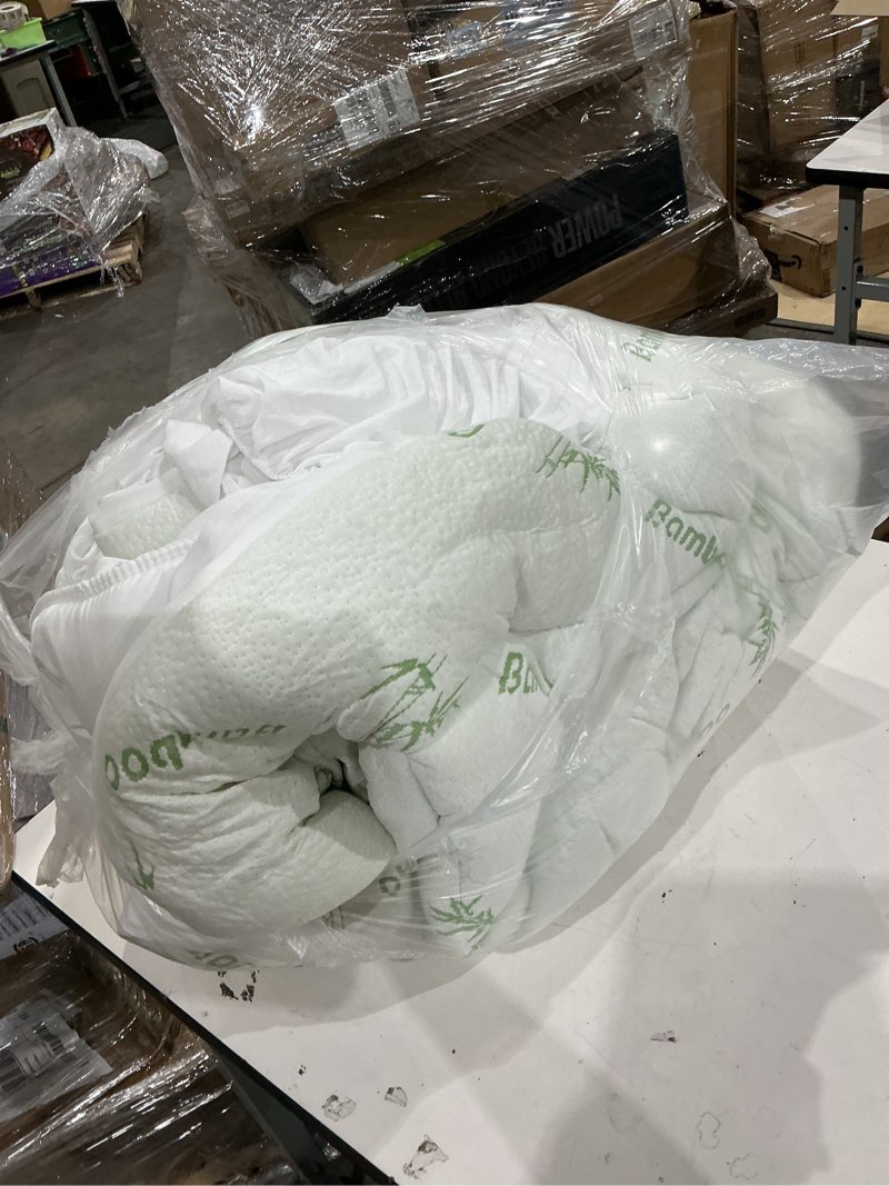 Condition photo showing As Is for extra thick mattress topper king size, waterproof soft viscose derived from bamboo, pillow top mattress pad, mattress cover 1000gsm filling with deep pocket for back pain relief