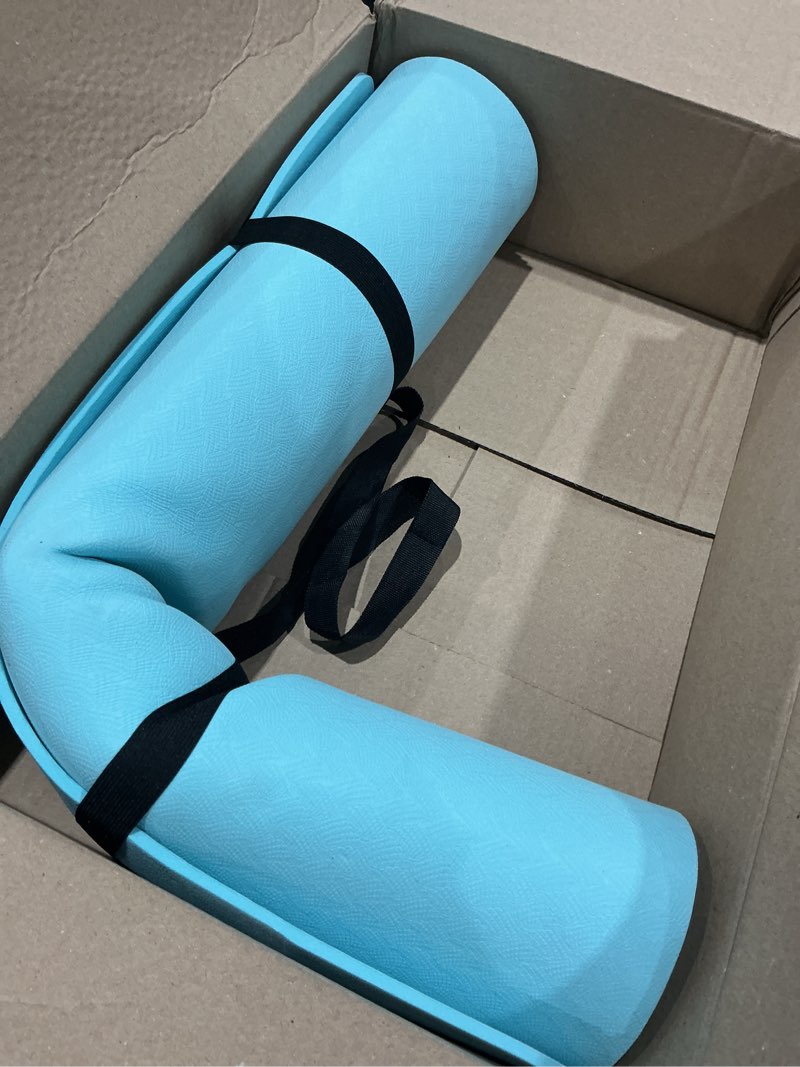 Condition photo showing Good Condition for extra wide yoga mat 72"x 32" - non slip tpe exercise mat for home workout, 6mm high-density large yoga mat for men & women, eco friendly pilates & fitness floor mat with carry strap mint green
