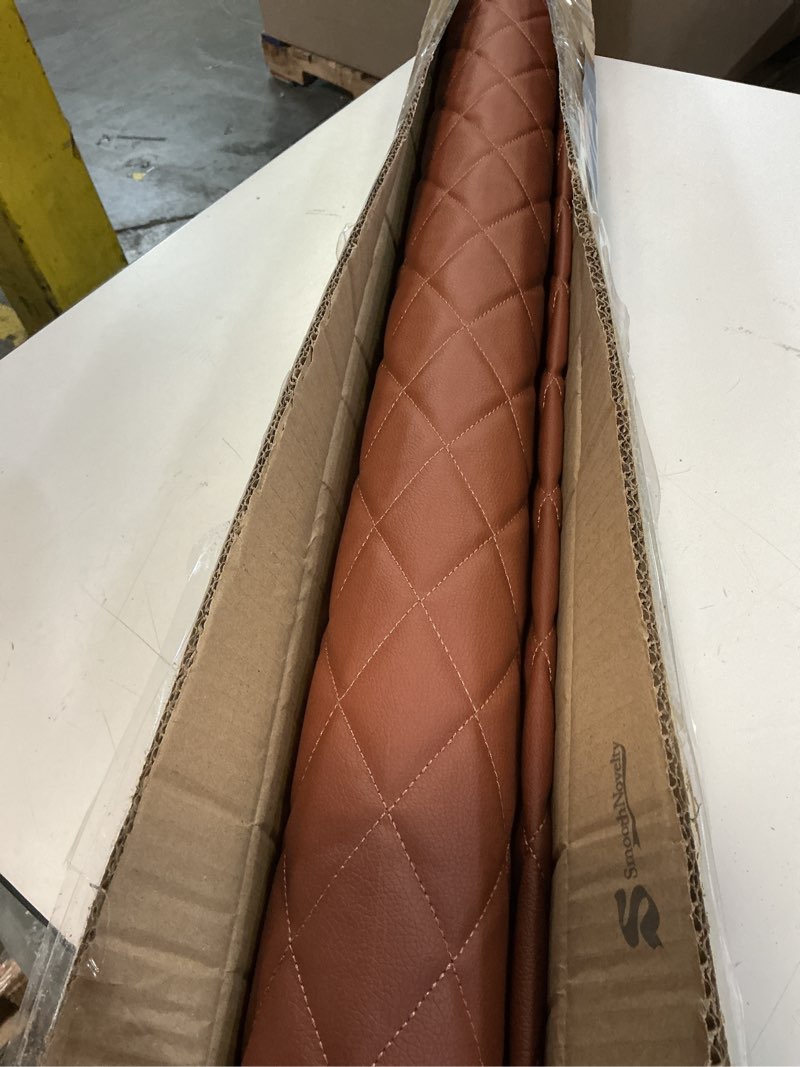 Condition photo showing Good Condition for 1.1 Yards Diamond Quilted Vinyl Headliner Material 55 in Wide Faux Leather with Foam Backed 2" x 3" Diamonds Pattern Fabric for Car Furniture Upholstery(Brown) Brown 1.1 Yards