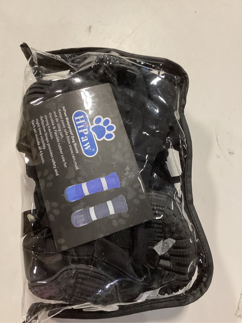 Condition photo showing New/Like New for Hipaw Waterproof Dog Boots for Winter Snow Rain,Non-Slip Dog Shoes for Medium to Large Dogs,Extended Cuff Paw Protectors for Outdoor Walking Hiking Black L (Insole wide 2.8") for 70~99lb