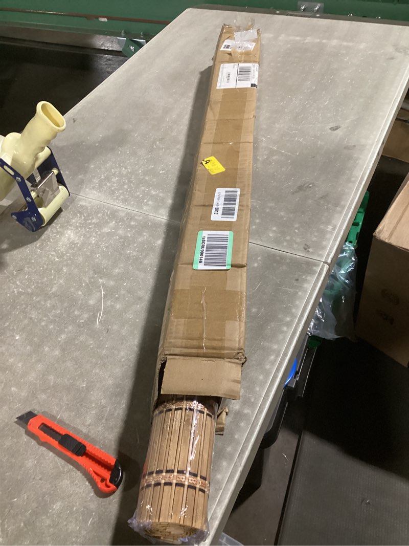 Condition photo showing New/Like New for 36x48 inch bamboo blinds for interior windows, easy to install bamboo shades for indoor windows, light-filtering & privacy protection roll up shades for indoor outdoor patio, carbonized carbonized color -bamboo 36"w x 48"h